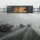 hazardous weather condition on the road seen through windshield