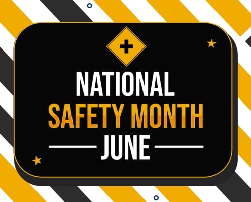 National Safety Month Wallpaper Design in Yellow and Black Color. June is observed as safety awareness month